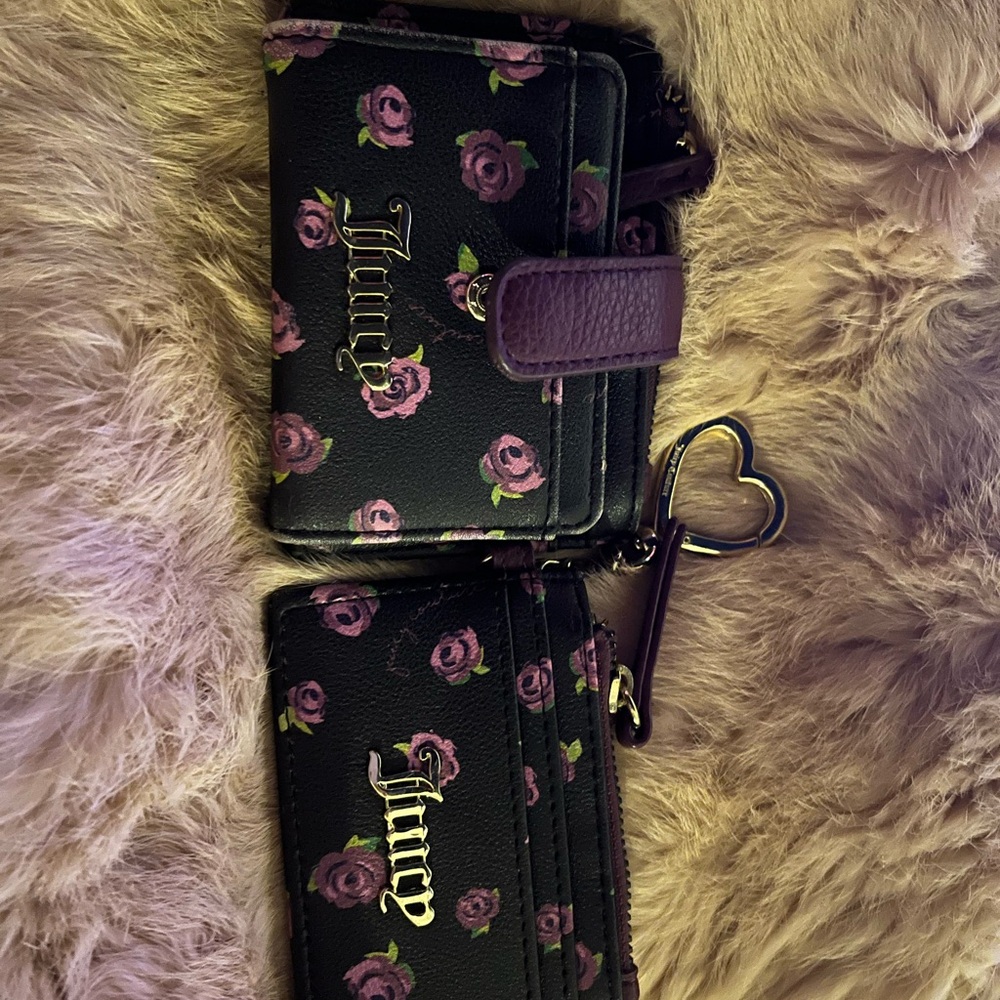 Juicy Couture Black and Purple Floral Card Holder